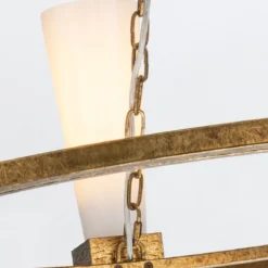 Elstead Lighting Kristy Kronleuchter 4-flammig Antik Gold Opalglas