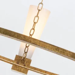 Elstead Lighting Kristy Kronleuchter 5-flammig Antik Gold Opalglas