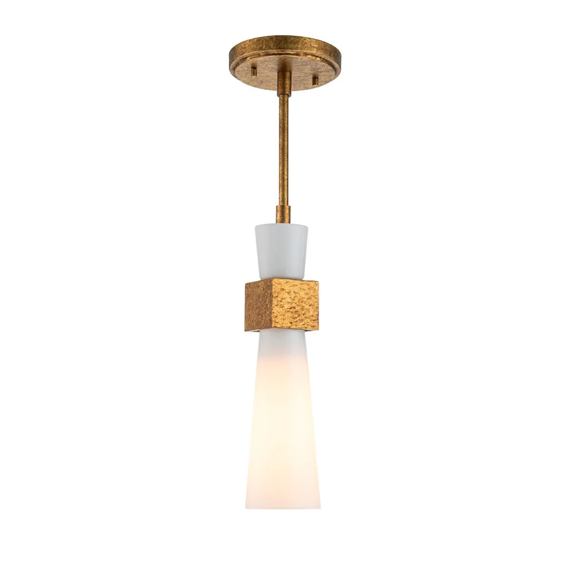 Elstead Lighting Kristy Pendelleuchte 1-flammig Antik Gold Opalglas
