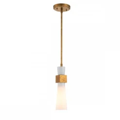 Elstead Lighting Kristy Pendelleuchte 1-flammig Antik Gold Opalglas