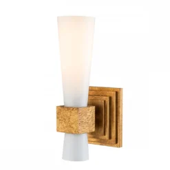Elstead Lighting Kristy Wandleuchte 1-flammig Antik Gold Opalglas