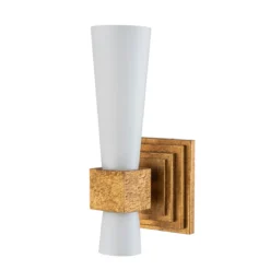 Elstead Lighting Kristy Wandleuchte 1-flammig Antik Gold Opalglas