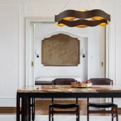 Elstead Lighting Kronleuchter VAUGHAN 850mm Bronze und Gold 3000K