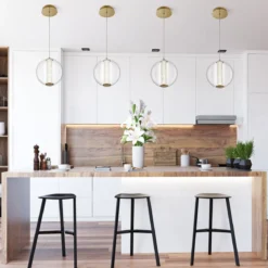 Elstead Lighting LED Pendelleuchte Atomo 1-flammig Gold gebürstet 3000K