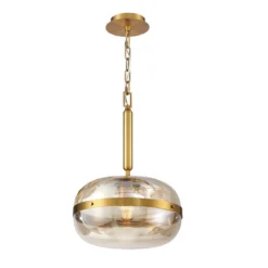 Elstead Lighting LED Pendelleuchte Nottingham 36cm Antikmessing Bernstein