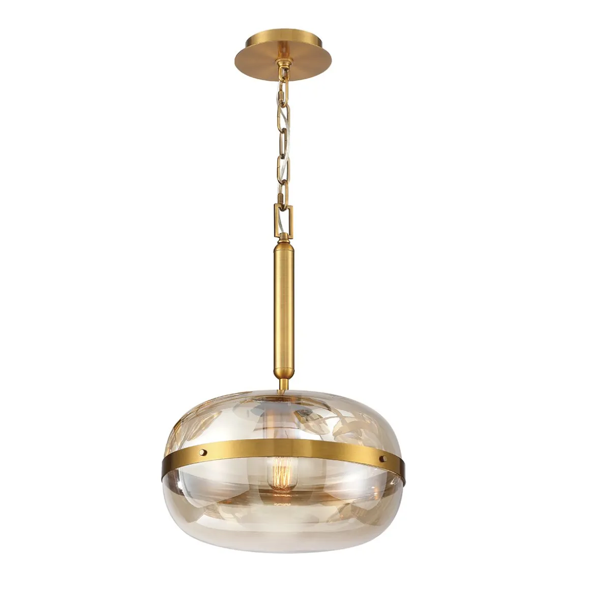 Elstead Lighting LED Pendelleuchte Nottingham 36cm Antikmessing Bernstein