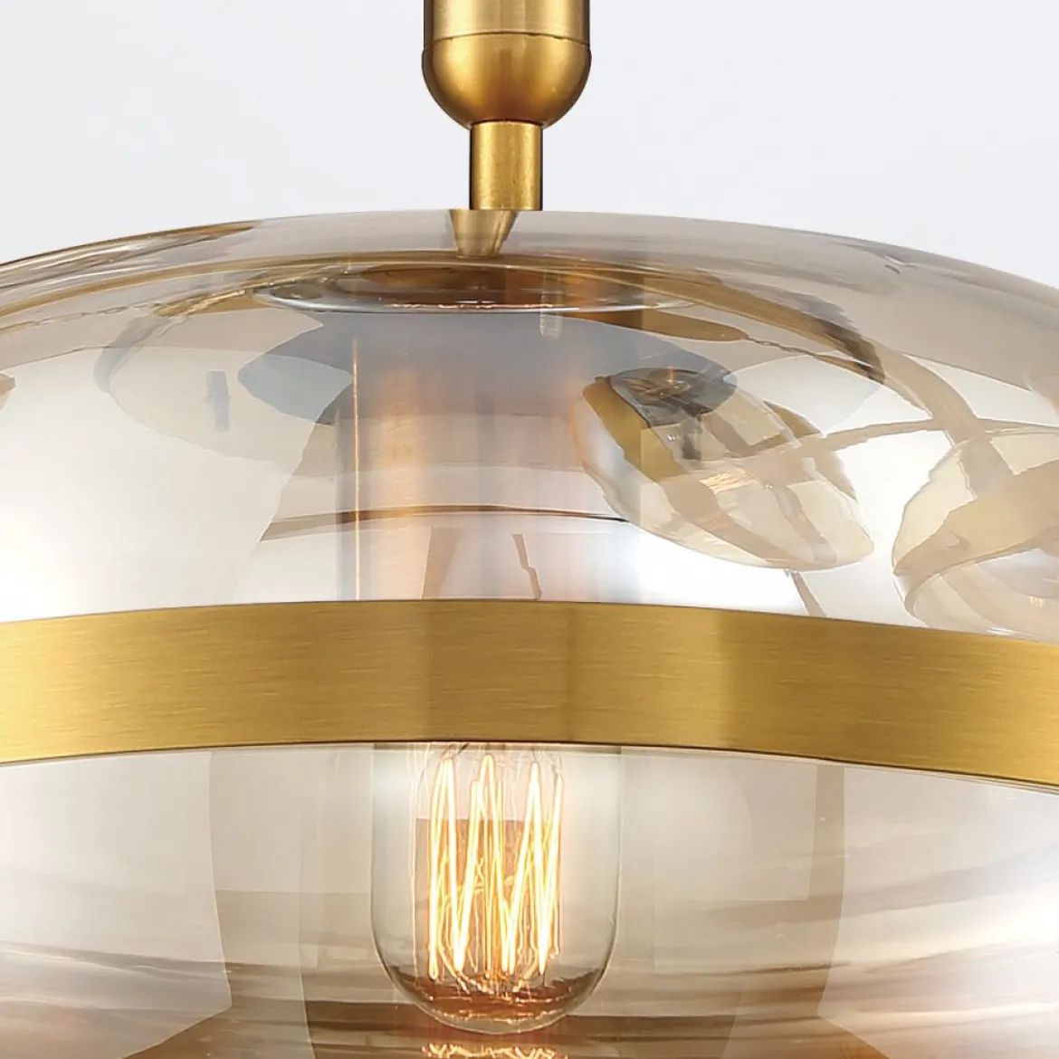 Elstead Lighting LED Pendelleuchte Nottingham 36cm Antikmessing Bernstein