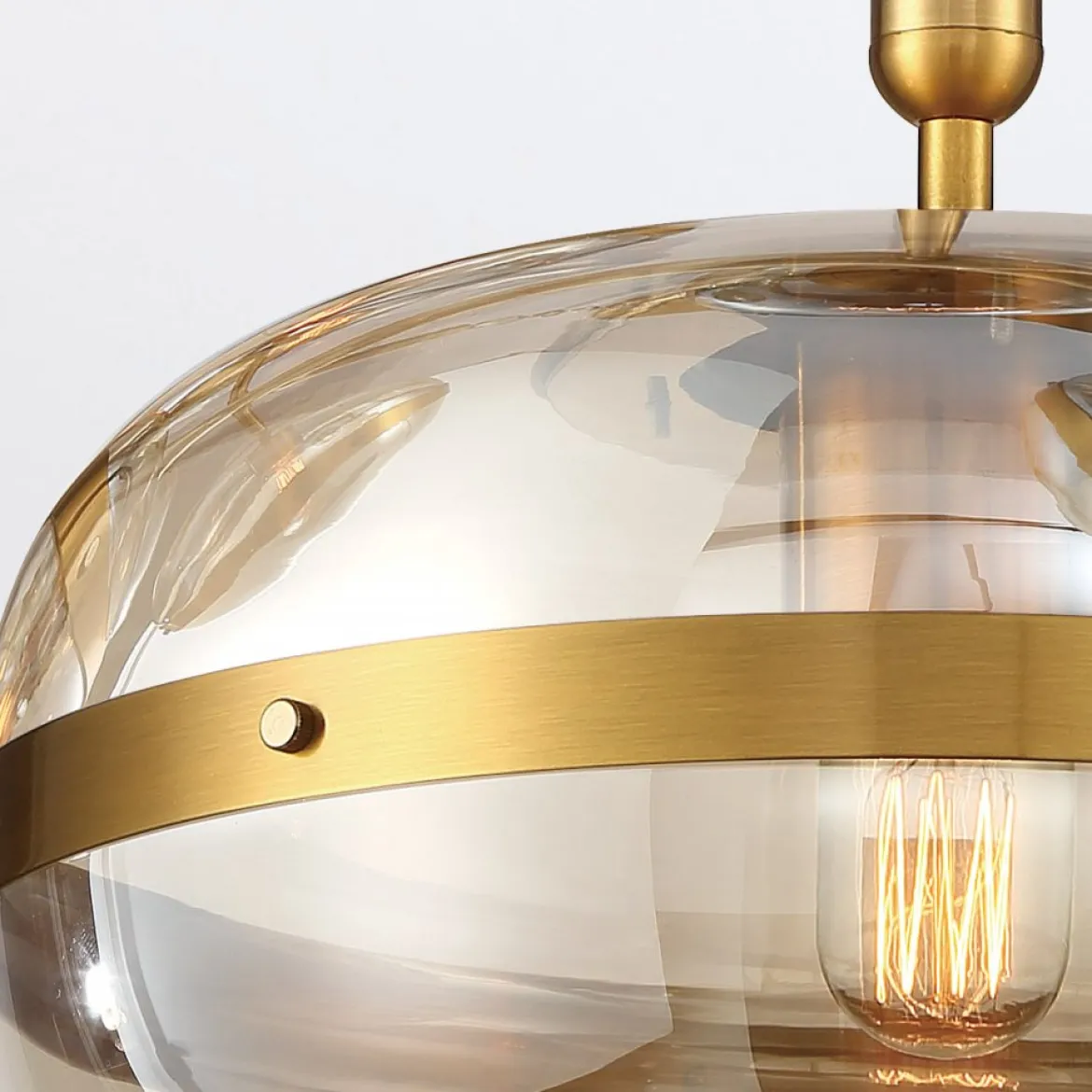 Elstead Lighting LED Pendelleuchte Nottingham 36cm Antikmessing Bernstein