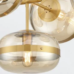 Elstead Lighting LED Pendelleuchte 5-flammig Nottingham Antikmessing Bernstein