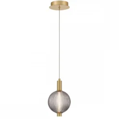 Elstead Lighting LED Pendelleuchte Palmas 1-flammig Gold Rauchglas 3000K