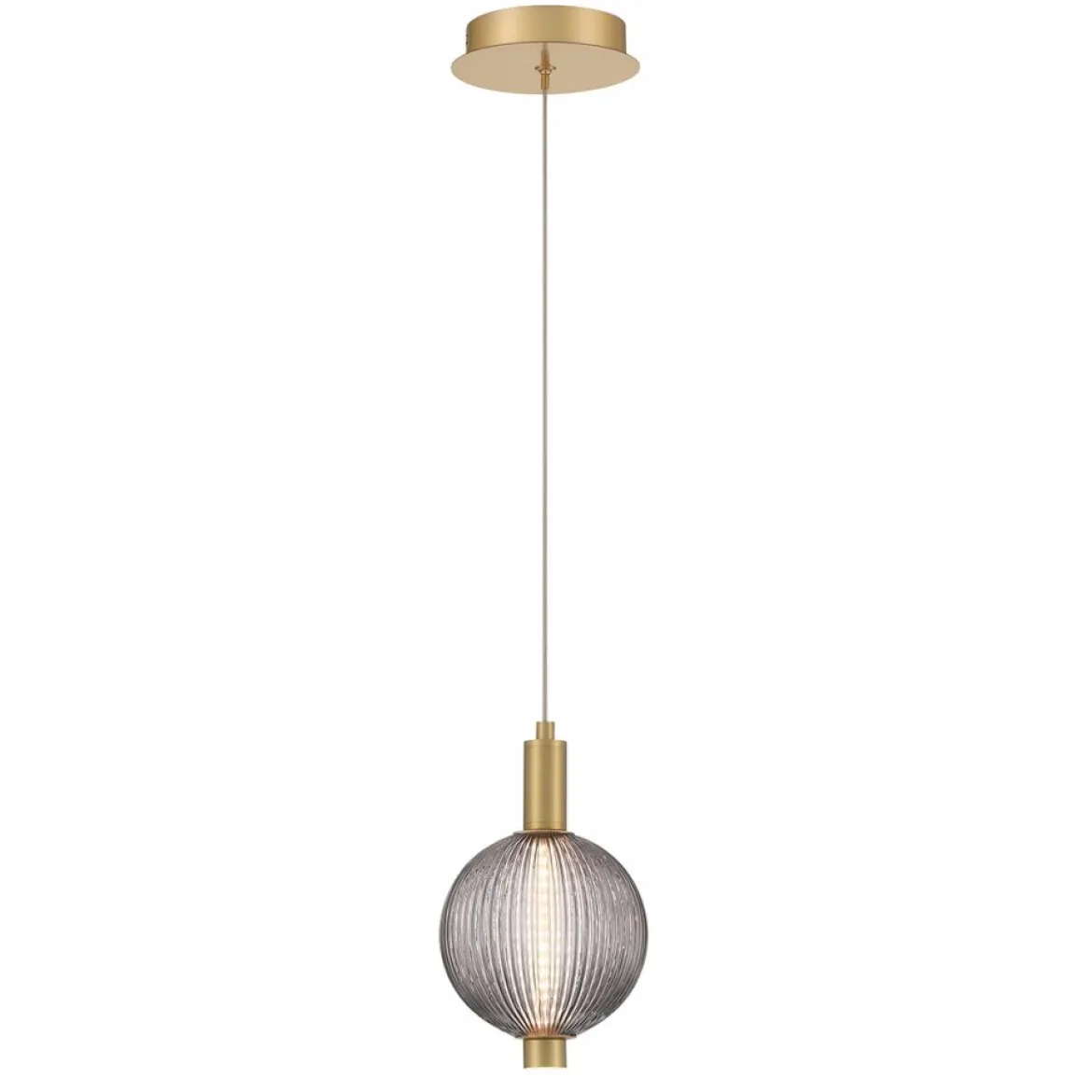Elstead Lighting LED Pendelleuchte Palmas 1-flammig Gold Rauchglas 3000K