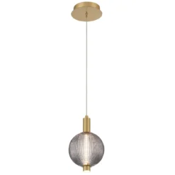 Elstead Lighting LED Pendelleuchte Palmas 1-flammig Gold Rauchglas 3000K