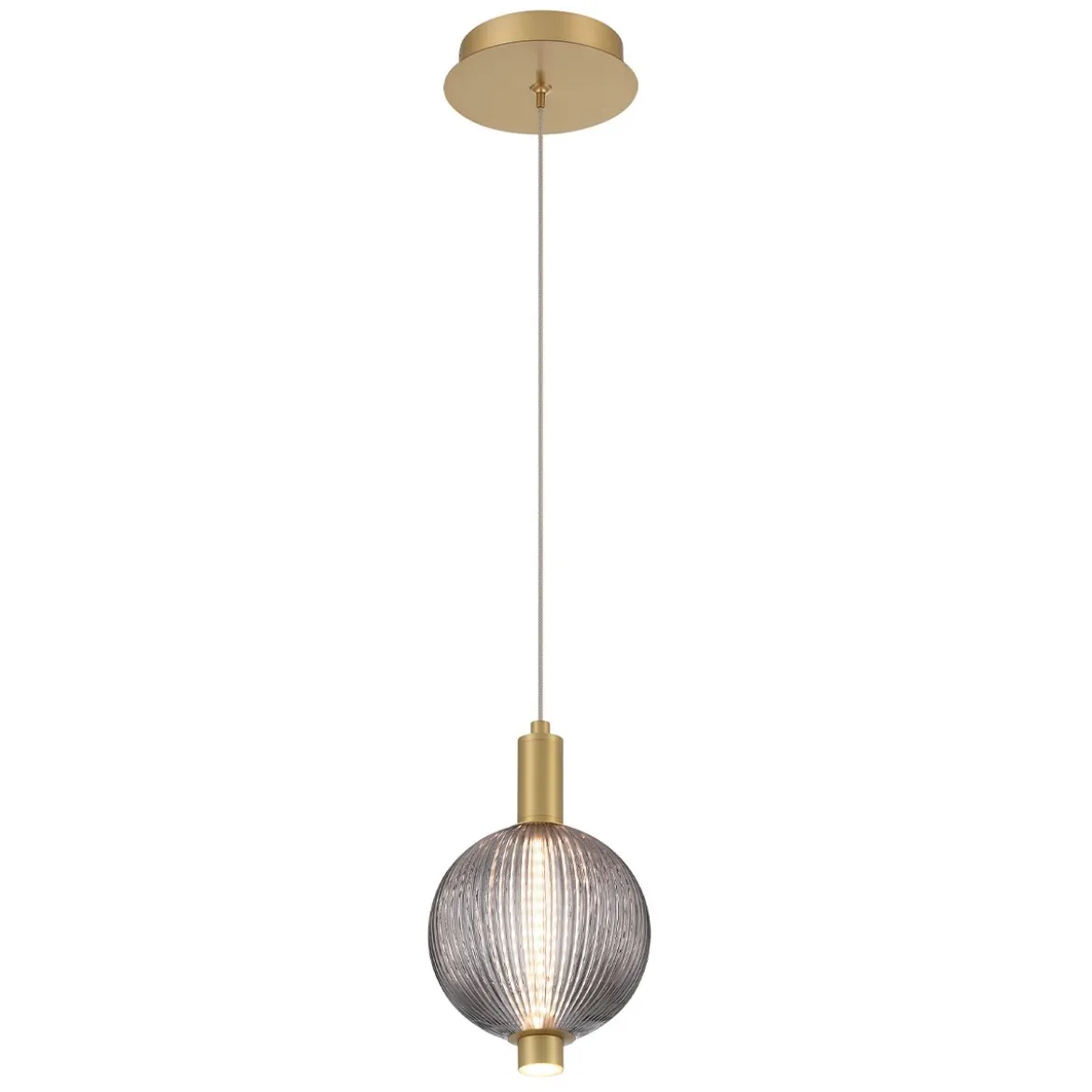 Elstead Lighting LED Pendelleuchte Palmas 1-flammig Gold Rauchglas 3000K