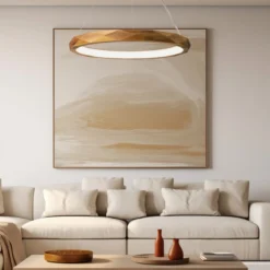 Elstead Lighting LED Pendelleuchte ANGULAR Teakfunier 80cm 3000K