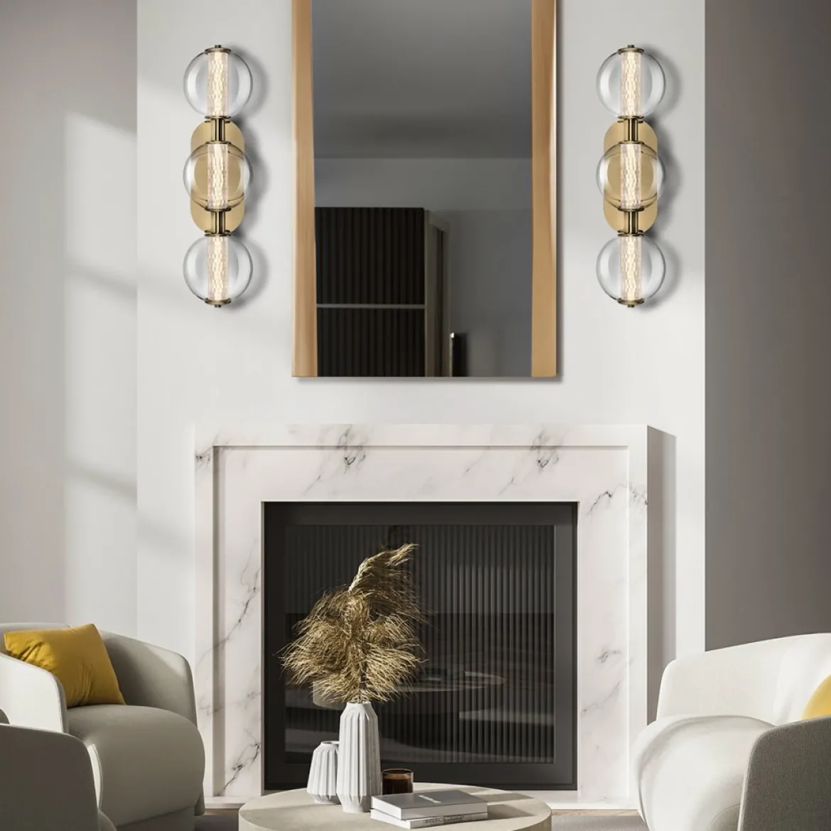 Elstead Lighting LED Wandleuchte Atomo 3-flammig Gold Gebürstet 3000K
