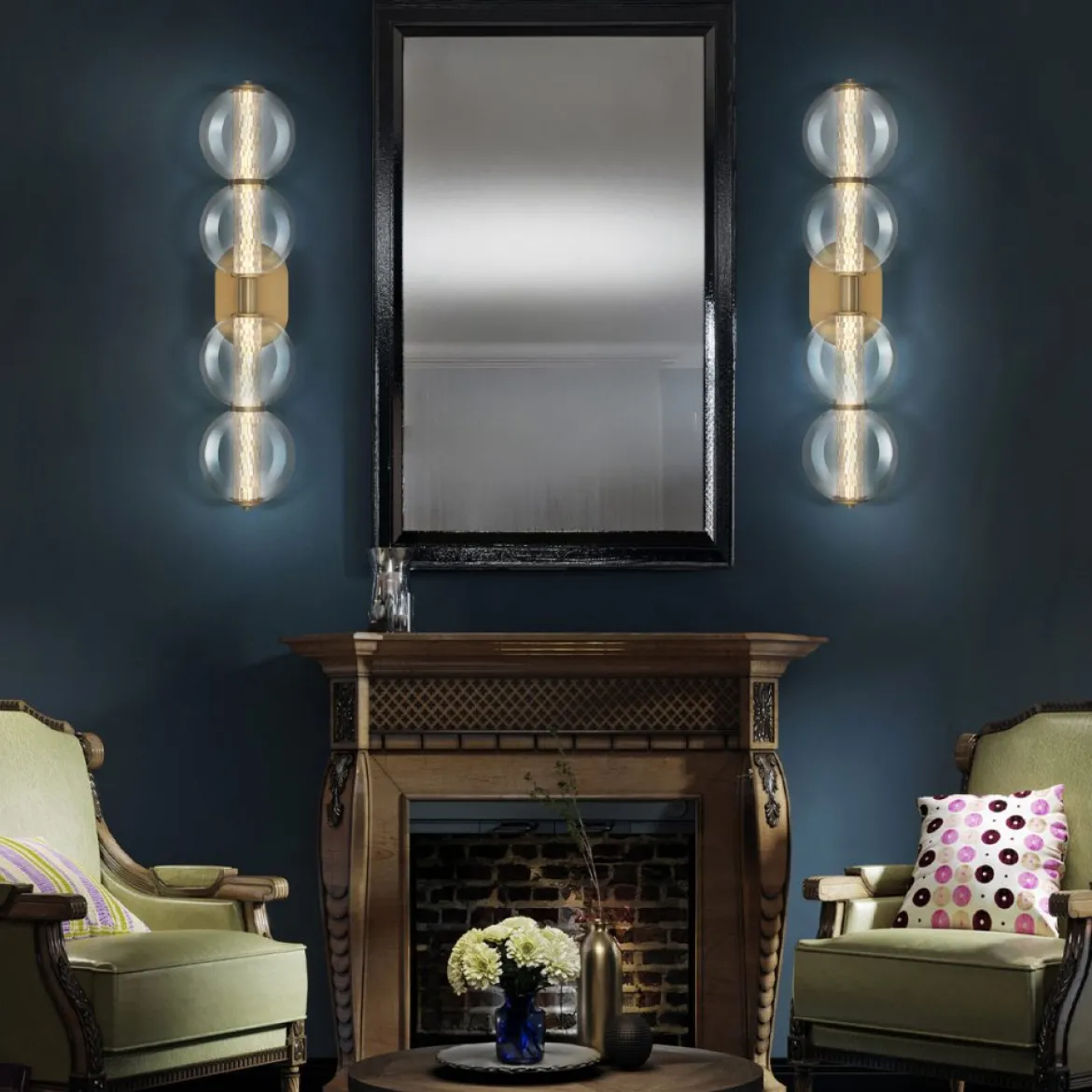 Elstead Lighting LED Wandleuchte Atomo 4-flammig Gold gebürstet 3000K