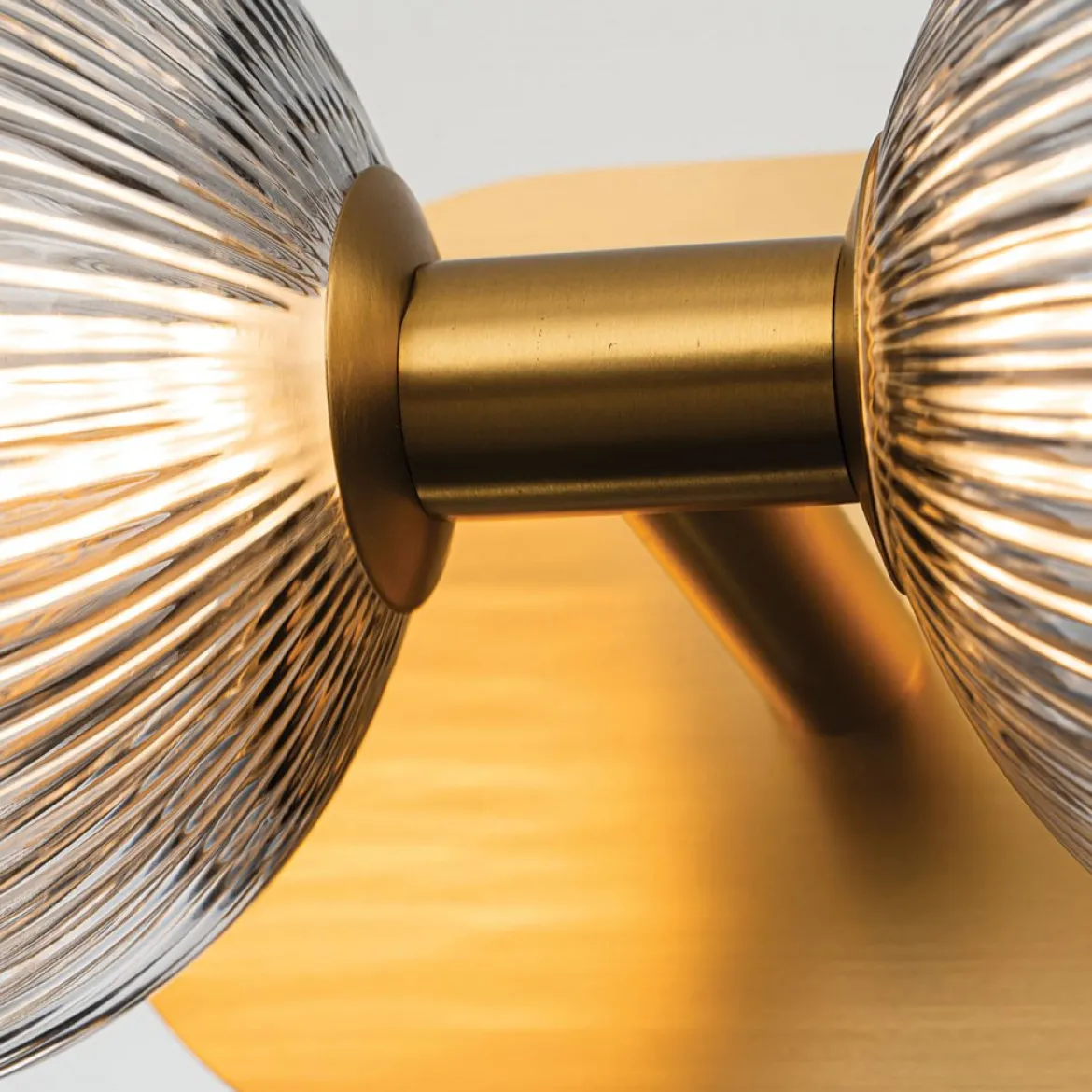 Elstead Lighting LED Wandleuchte Palmas 2-flammig 3000K gold Rauchglas