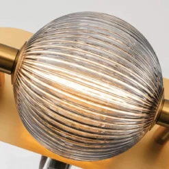Elstead Lighting LED Wandleuchte Palmas 3-flammig 3000K gold Rauchglas