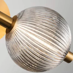 Elstead Lighting LED Wandleuchte Palmas 3-flammig 3000K gold Rauchglas