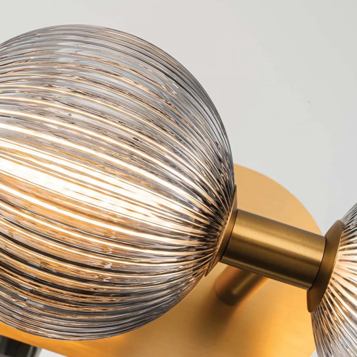 Elstead Lighting LED Wandleuchte Palmas 3-flammig 3000K gold Rauchglas