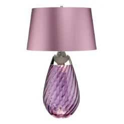 Elstead Lighting Lena Tischleuchte Large 2-Light Pflaume Nickel Stoffschirm lila 74cm