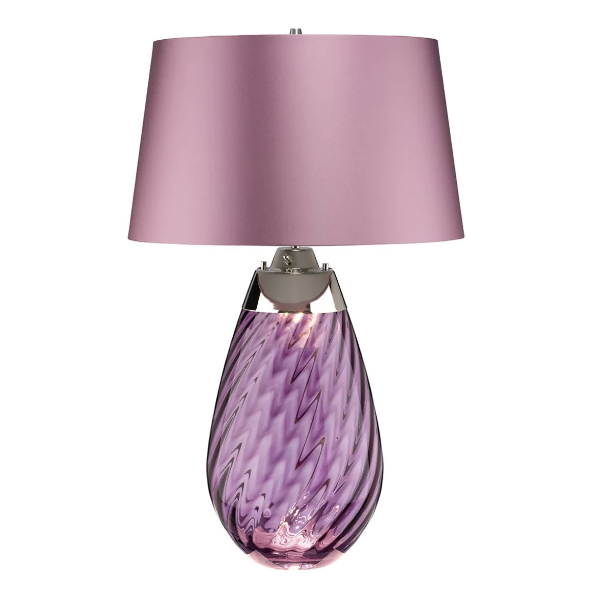 Elstead Lighting Lena Tischleuchte Large 2-Light Pflaume Nickel Stoffschirm lila 74cm