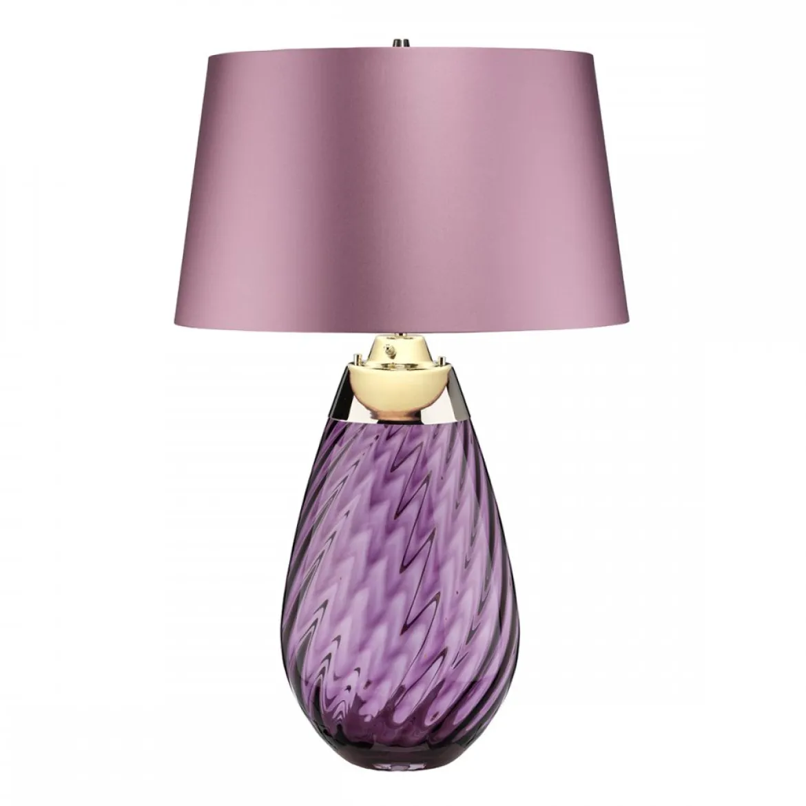 Elstead Lighting Lena Tischleuchte Large 2-Light Pflaume Nickel Stoffschirm lila 74cm