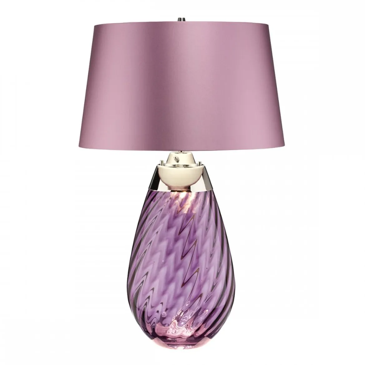 Elstead Lighting Lena Tischleuchte Large 2-Light Pflaume Nickel Stoffschirm lila 74cm