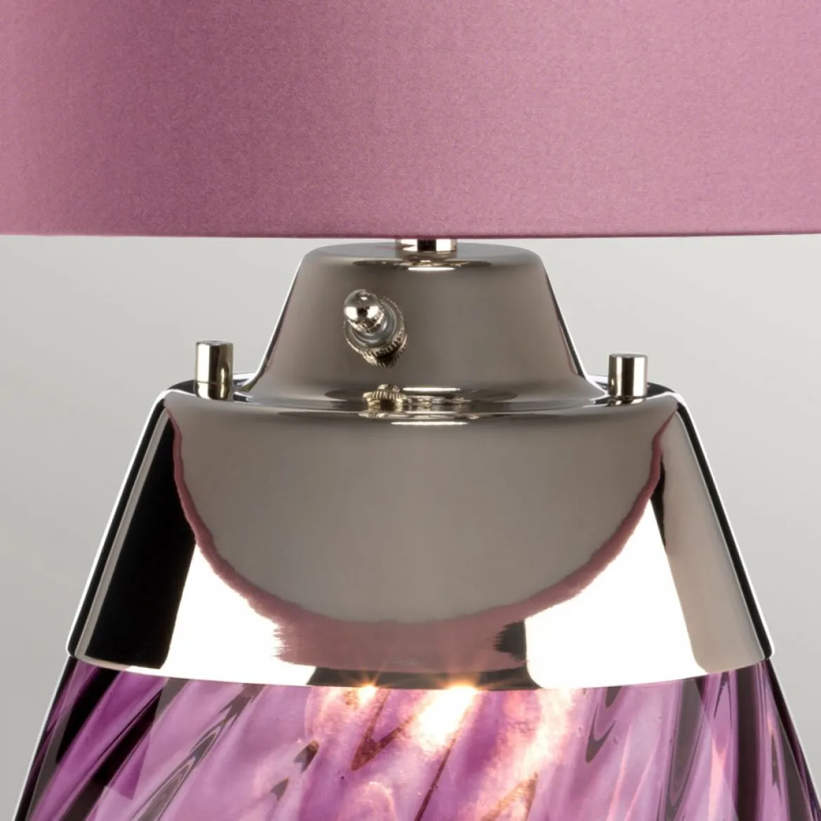 Elstead Lighting Lena Tischleuchte Large 2-Light Pflaume Nickel Stoffschirm lila 74cm