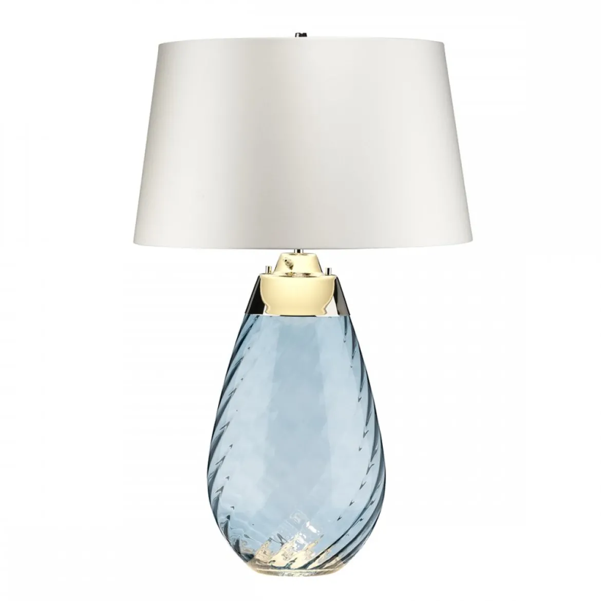 Elstead Lighting Lena Tischleuchte Large 2-Light Blau Nickel Stoffschirm Altweiß 74cm