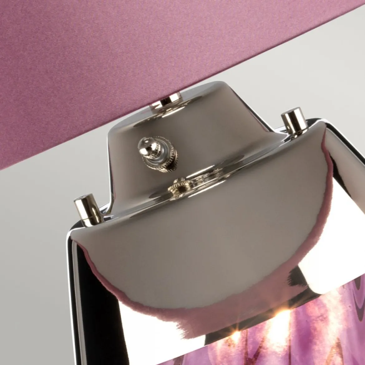 Elstead Lighting Lena Tischleuchte Small 2-Light Pflaume Nickel Stoffschirm lila 61cm