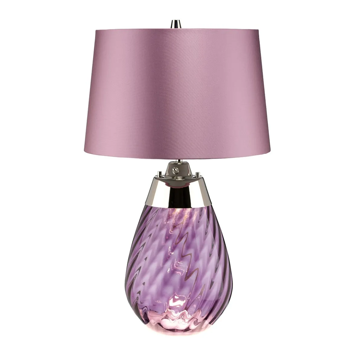 Elstead Lighting Lena Tischleuchte Small 2-Light Pflaume Nickel Stoffschirm lila 61cm