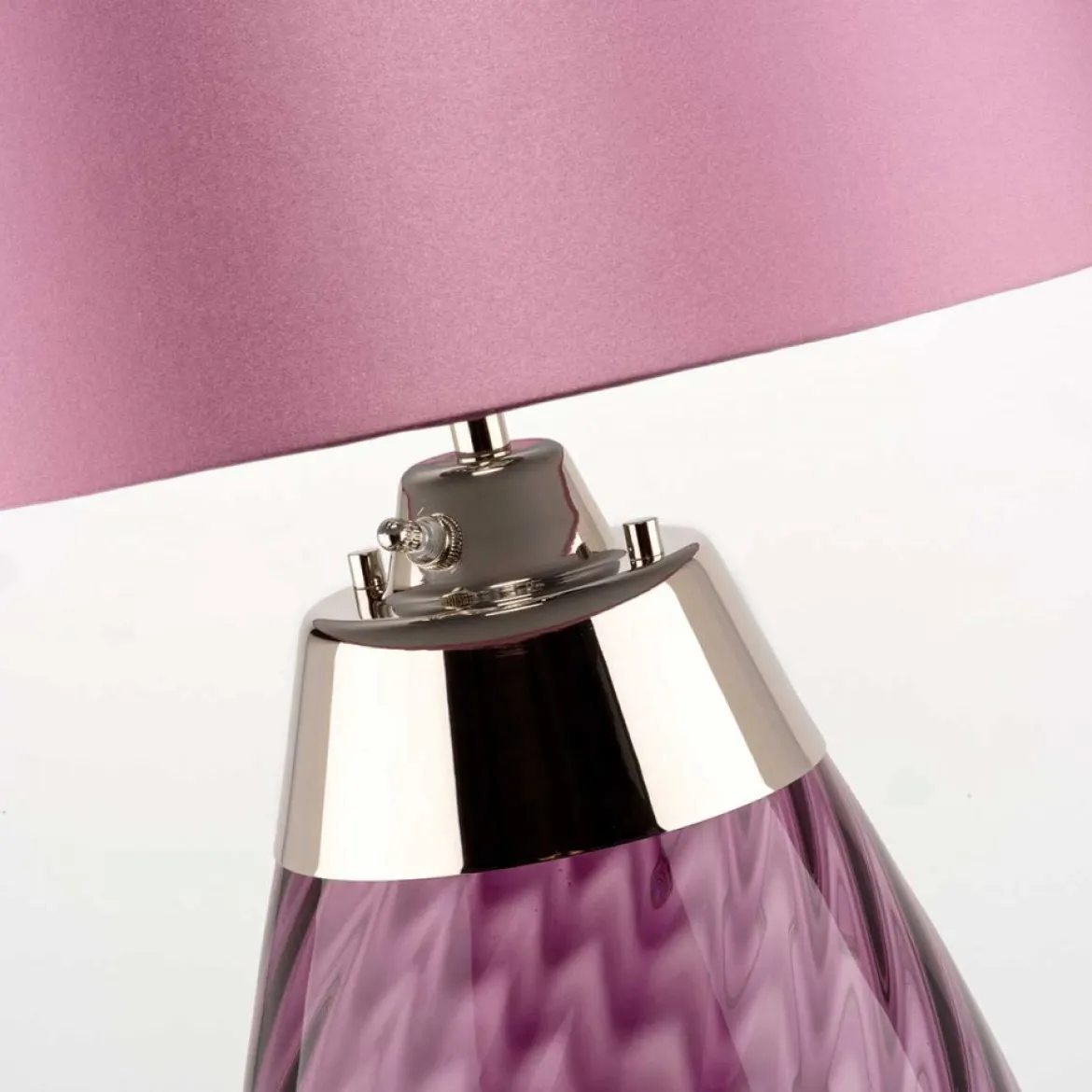 Elstead Lighting Lena Tischleuchte Small 2-Light Pflaume Nickel Stoffschirm lila 61cm