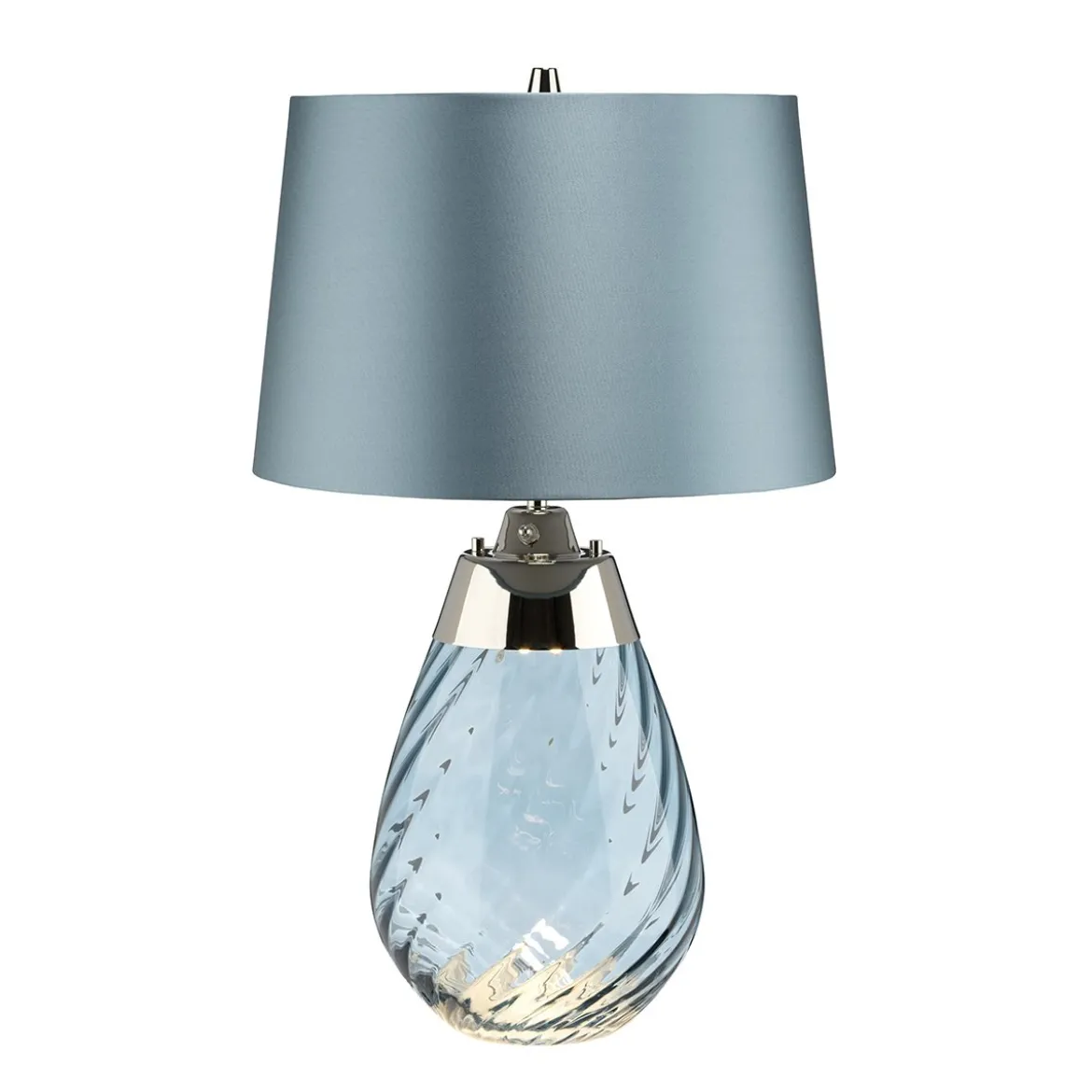 Elstead Lighting Lena Tischleuchte Small 2-Light Blau Nickel Stoffschirm Blau 61cm