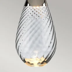 Elstead Lighting Lena Tischleuchte Large 2-Light Rauchglas Nickel Stoffschirm Altweiß 74cm