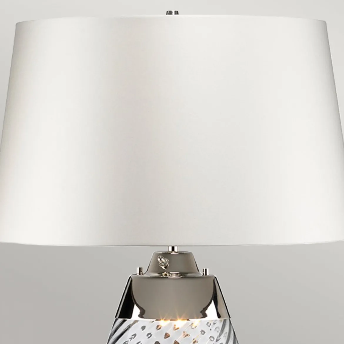 Elstead Lighting Lena Tischleuchte Large 2-Light Rauchglas Nickel Stoffschirm Altweiß 74cm