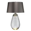 Elstead Lighting Lena Tischleuchte Large 2-Light Rauchglas Nickel Stoffschirm Grau 74cm