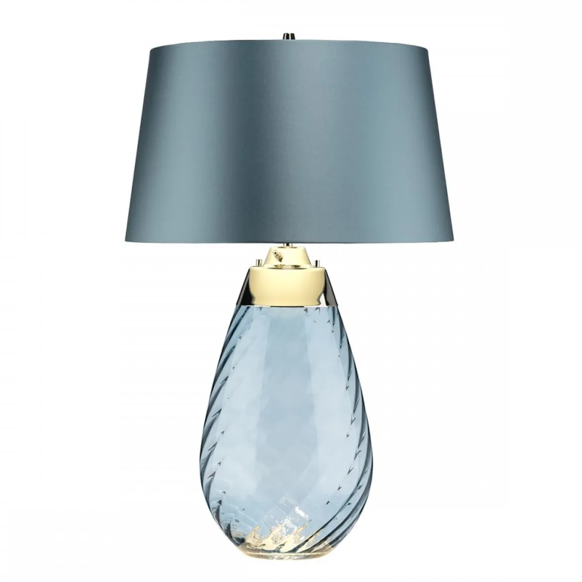 Elstead Lighting Lena Tischleuchte Large 2-Light Blau Nickel Stoffschirm Blau 74cm