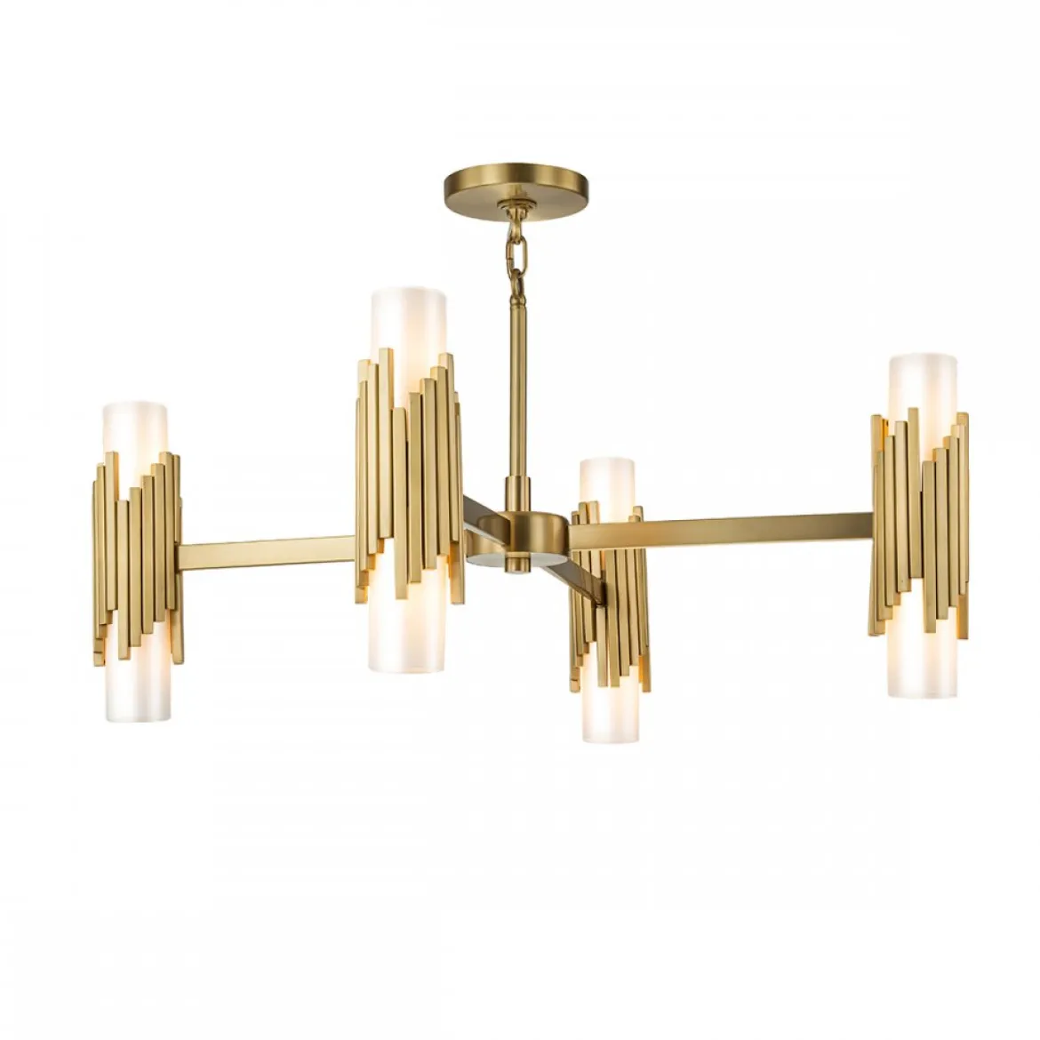 Elstead Lighting Marvele Kronleuchter 8-flammig Messing Opalglas