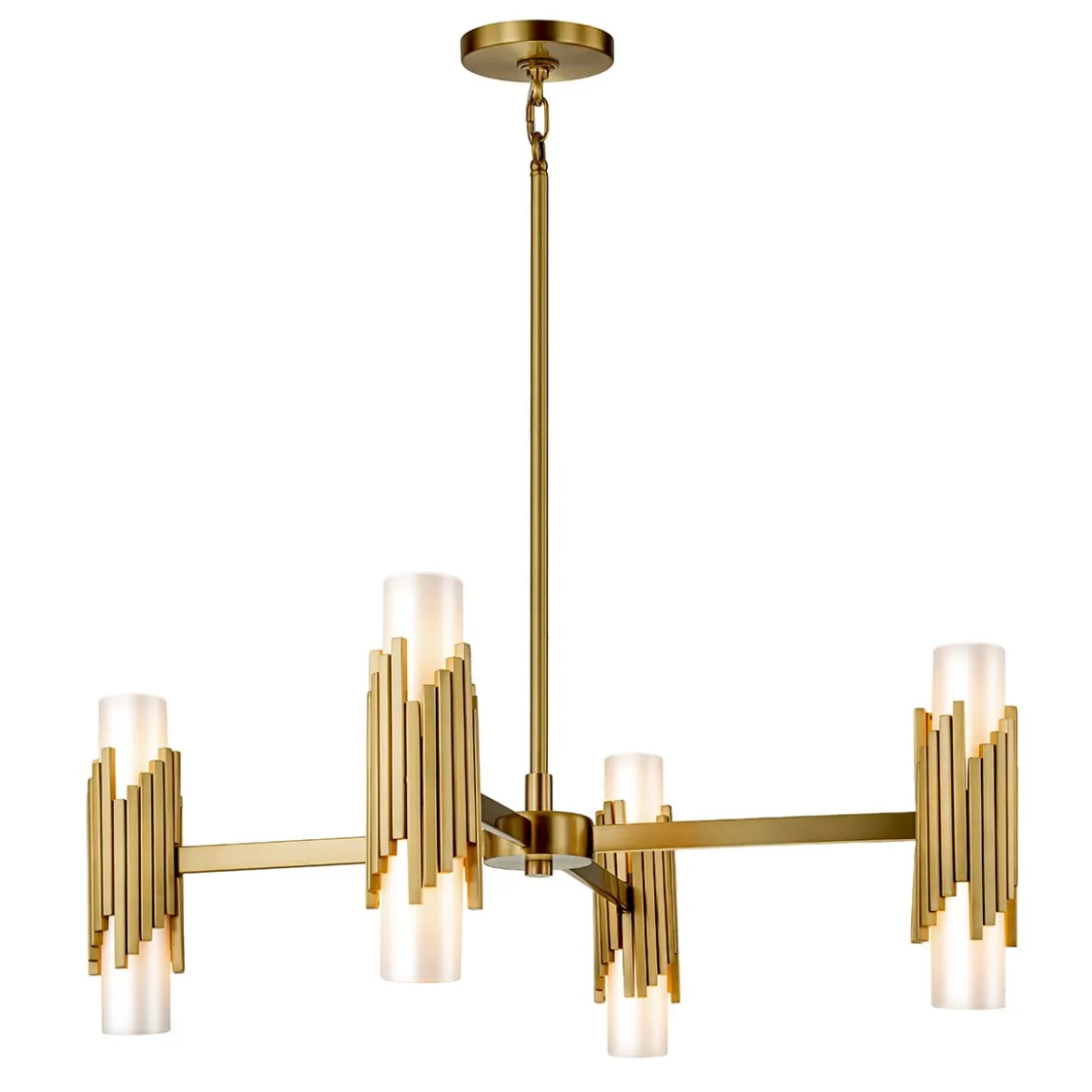 Elstead Lighting Marvele Kronleuchter 8-flammig Messing Opalglas