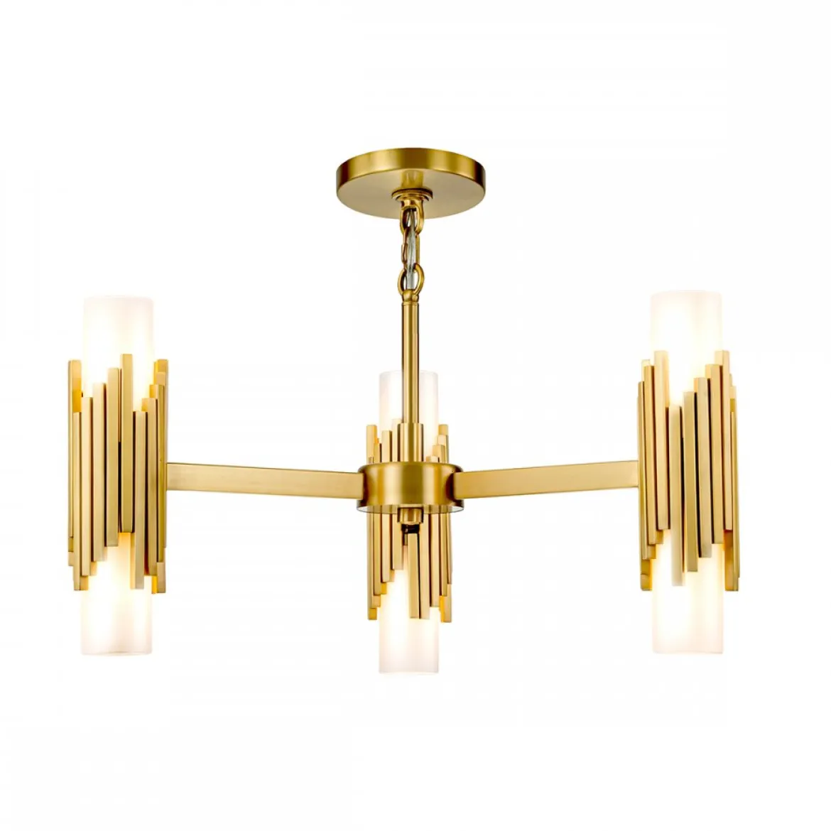 Elstead Lighting Marvele Kronleuchter 6-flammig Messing Opalglas