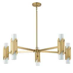 Elstead Lighting Marvele Kronleuchter 10-flammig Messing Opalglas