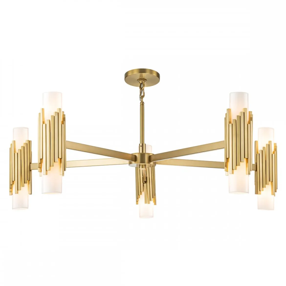 Elstead Lighting Marvele Kronleuchter 10-flammig Messing Opalglas