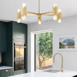 Elstead Lighting Marvele Kronleuchter 10-flammig Messing Opalglas
