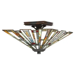 Elstead Lighting Maybeck Deckenleuchte 2-Light Tiffany-Stil Bronze E27