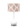 Elstead Lighting Milo Tischleuchte 1-Light Nickel Weiß Stoffschirm gemustert rosa 69cm