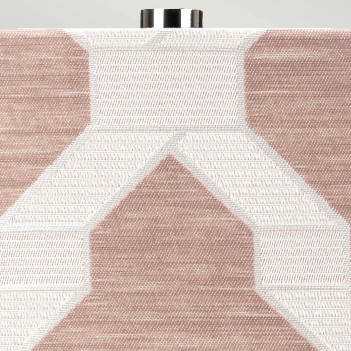 Elstead Lighting Milo Tischleuchte 1-Light Nickel Weiß Stoffschirm gemustert rosa 69cm