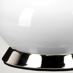 Elstead Lighting Milo Tischleuchte 1-Light Nickel Weiß Stoffschirm gemustert silber 69cm