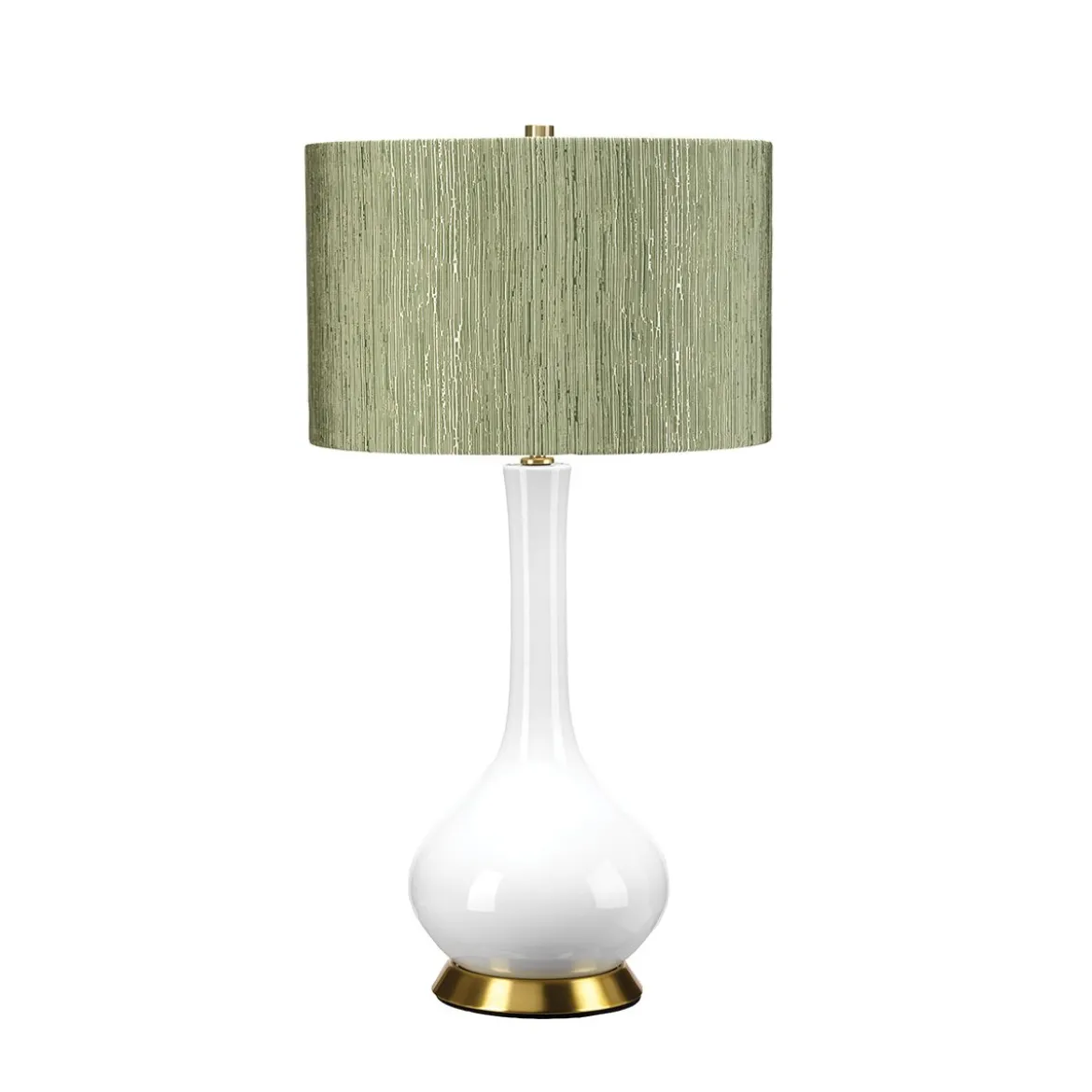 Elstead Lighting Milo Tischleuchte 1-Light Messing Weiß Stoffschirm gemustert grün 69cm