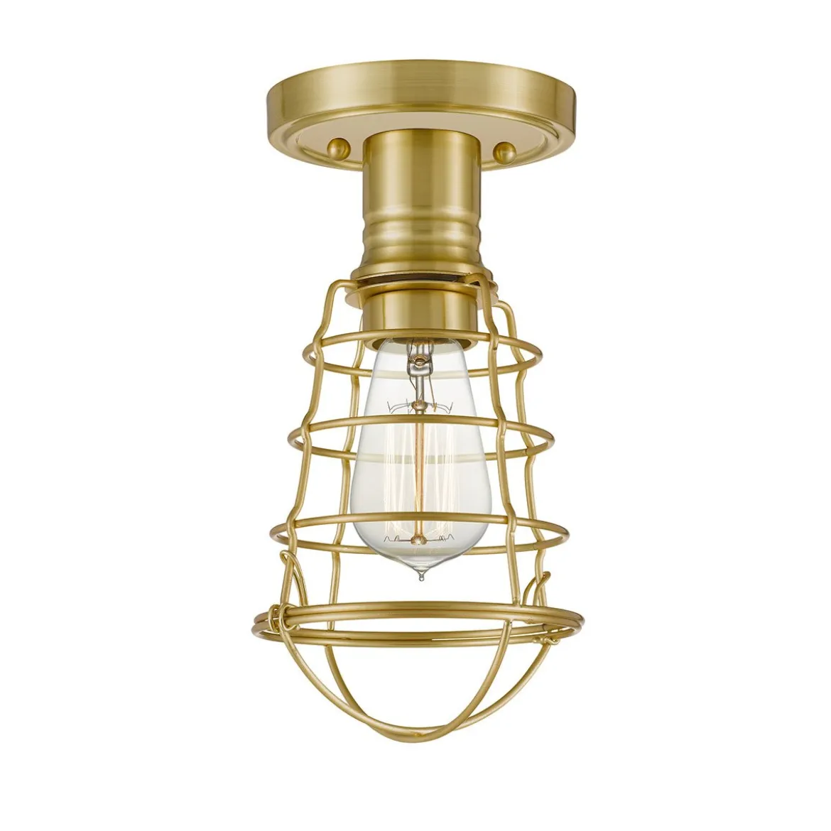Elstead Lighting Mixon Deckenleuchte Semi-Flush 1-Light Messing gebürstet E27